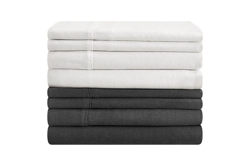 Brosa Washed Linen Cotton Bed Sheet Set (White, Double) Carousel 5