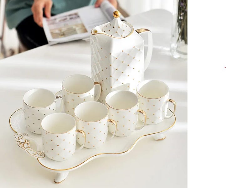 Gold Tea Pot & 6 Cup Set CX01 Carousel 1