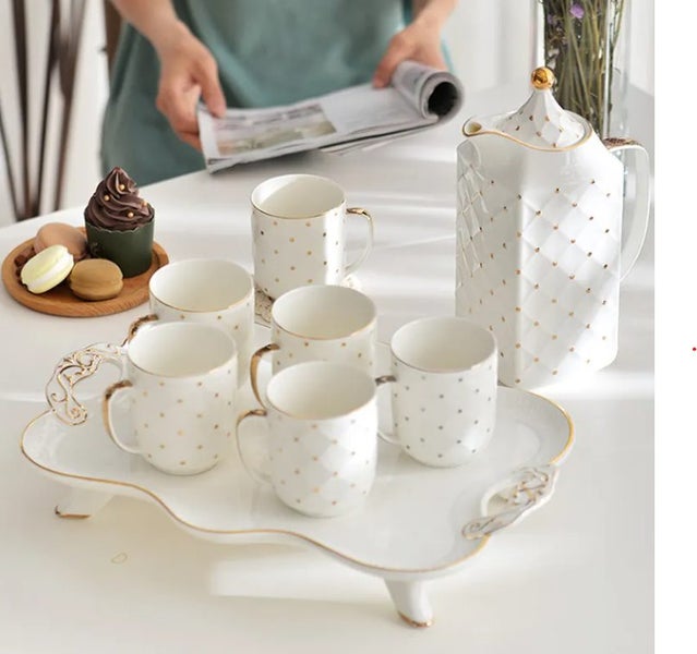 Gold Tea Pot & 6 Cup Set CX01 Carousel 2