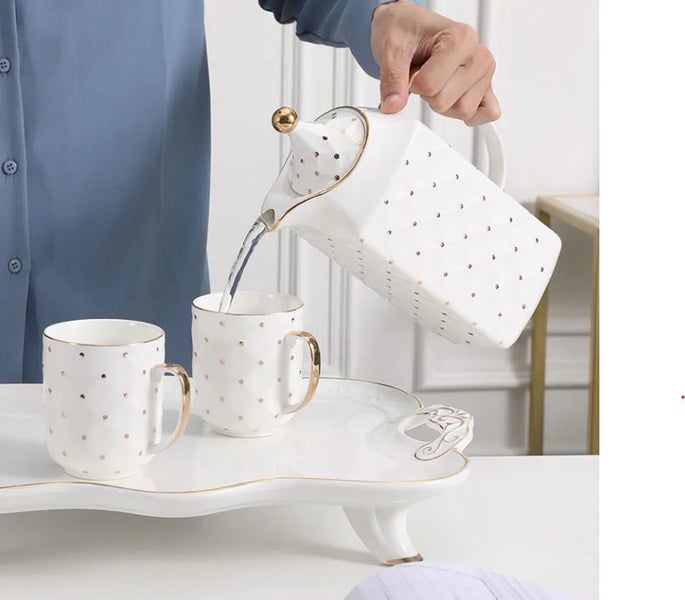 Gold Tea Pot & 6 Cup Set CX01 Carousel 3