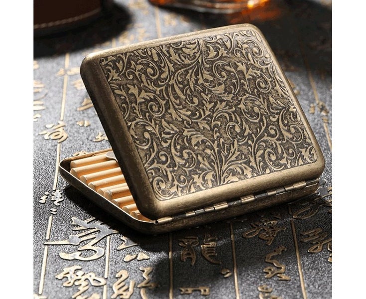 Cigarette Case - Retro Metal Cigarette Box Double Sided Spring Clip Open Pock64178406940417112