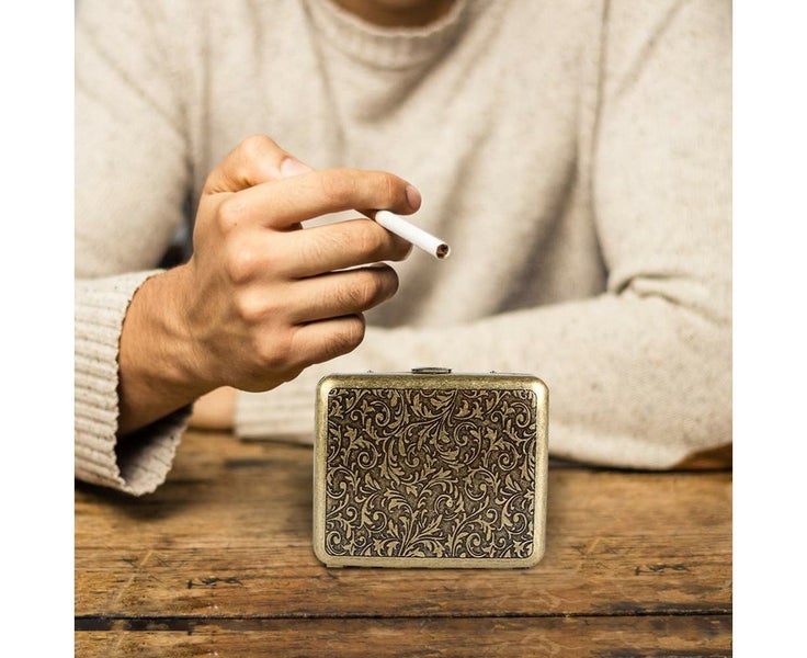 Cigarette Case - Retro Metal Cigarette Box Double Sided Spring Clip Open Pock64178406940417113