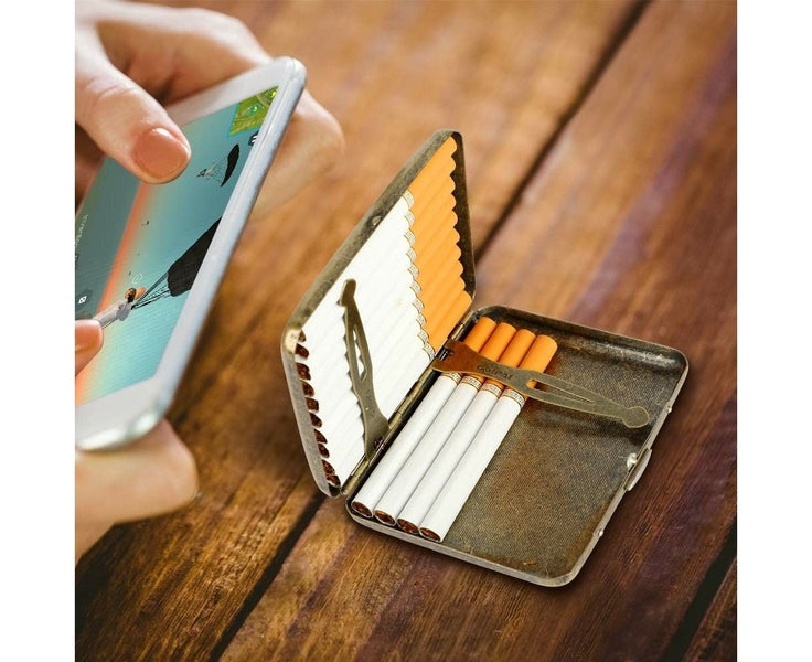 Cigarette Case - Retro Metal Cigarette Box Double Sided Spring Clip Open Pock64178406940417114
