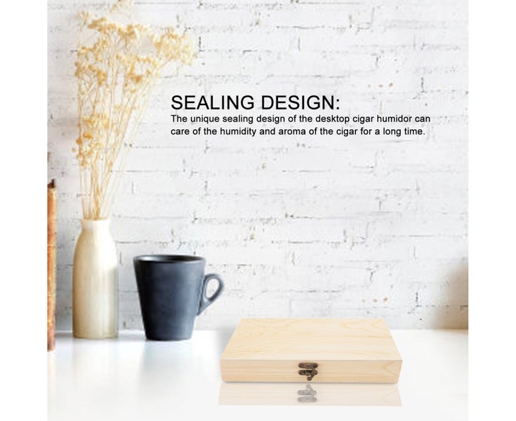 Wood Cigar Humidor Rectangular Pine Rustic Large Capacity DIY Cigar Storage B64256971846659113