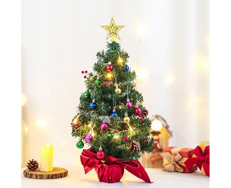 Tabletop Christmas Tree, Artificial Mini Christmas Tree Set with LED Lights, Carousel 2