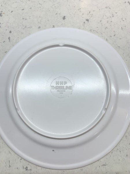 Set of 8 White Plates – HHP Threeline Melamine Carousel 2