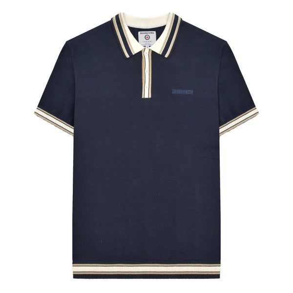 Lambretta Mens SS25 Tipped Knitted Polo Shirt Carousel 1