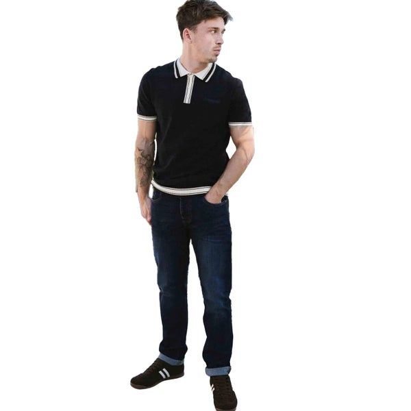 Lambretta Mens SS25 Tipped Knitted Polo Shirt Carousel 3