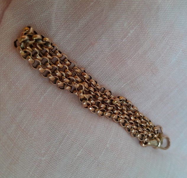 Gold Solid 9Ct Double Belcher Bracelet!! ~ 7.1 Gms Carousel 2