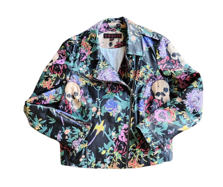 Cooper by Trelise Cooper Goat Leather Jacket – “Rocker Bye Baby” Skull Floral Carousel 1