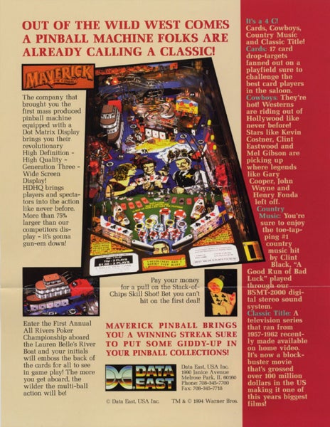 Maverick The Movie (Data East, 1994) Flyer Carousel 2