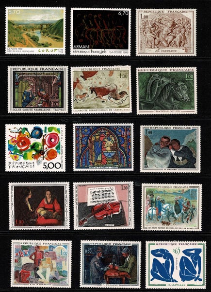 French Art Collection (40 stamps) 90% MNH 10% Mint Hinged Carousel 1
