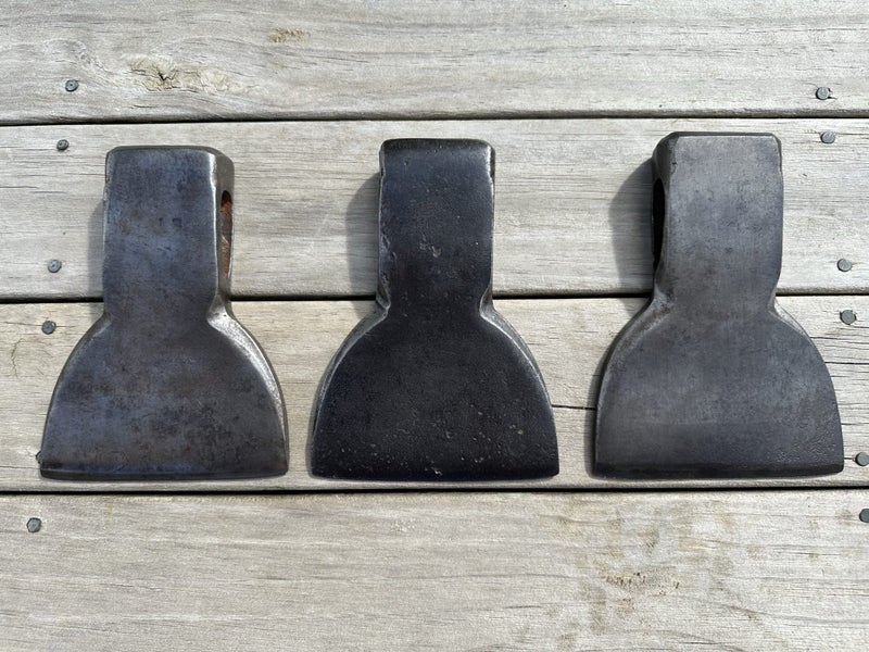 $1 reserve. 3x identical vintage hewing axe / hatchet heads (unmarked). Carousel 1
