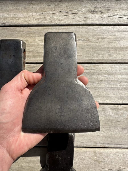 $1 reserve. 3x identical vintage hewing axe / hatchet heads (unmarked). Carousel 16