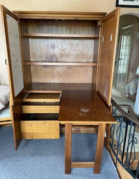Freedom Furniture Hideaway Desk / Cupboard – With Filing Drawer & Storage Carousel 3