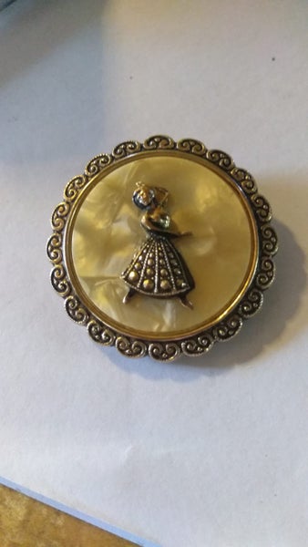 West German Marcasite and MOP Scarf RIng Carousel 1