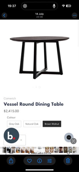 Camerich Vessel Round Dining Table – $2,415 RRP brown walnut63723106345474112