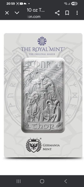 STUNNING 10oz PURE SILVER THOR BAR Carousel 1