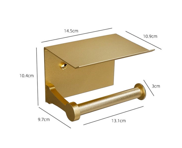 Self Adhesive Toilet Paper Holder with Phone Shelf Wall Mounted Toilet Paper Carousel 2