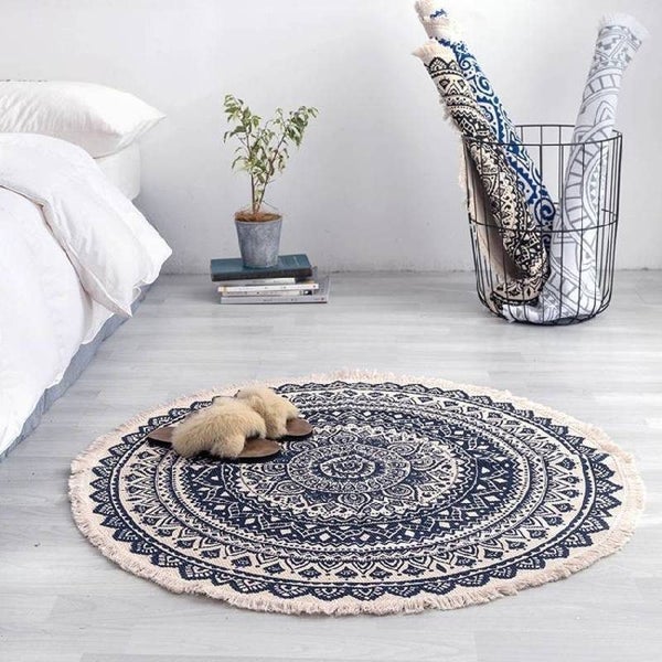 Cotton Linen Carpets Floor Mats Blanket Carousel 1
