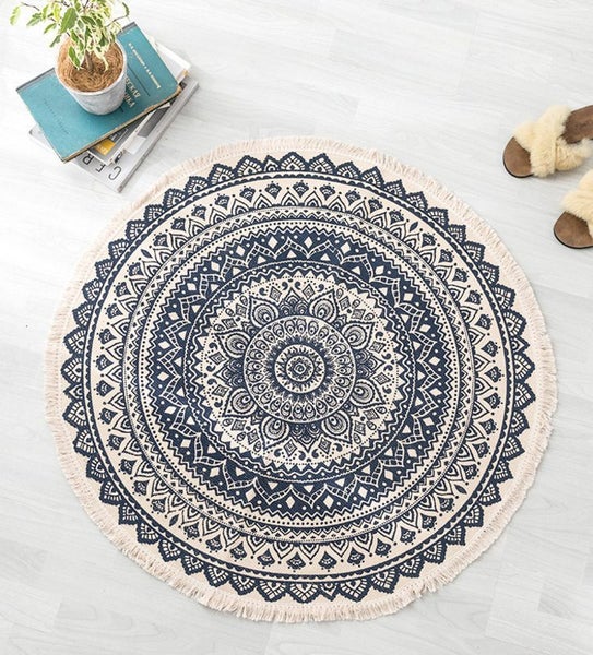 Cotton Linen Carpets Floor Mats Blanket Carousel 8