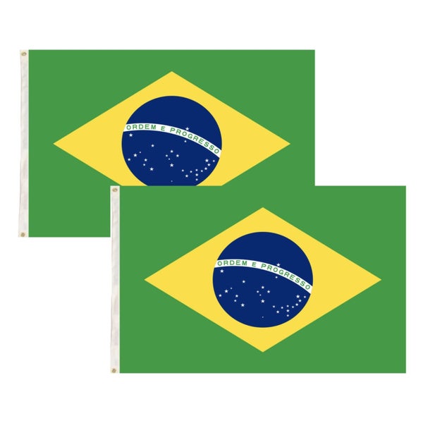 2x Brazil Country Flags Heavy Duty Brasil World Cup Brazilian - 150cm x 90cm Carousel 1