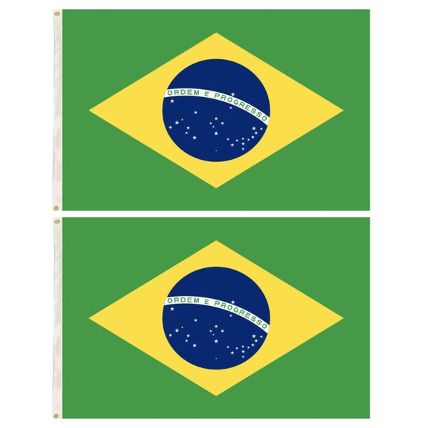 2x Brazil Country Flags Heavy Duty Brasil World Cup Brazilian - 150cm x 90cm Carousel 2