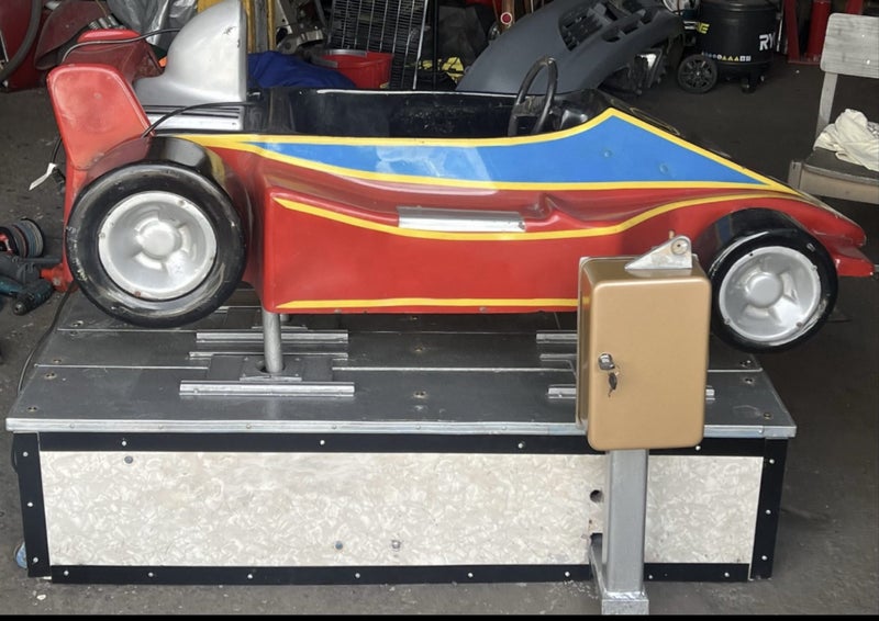 Wow super cool 1970s Junkstyle coin operated kids ride on F1 car Must See Carousel 2