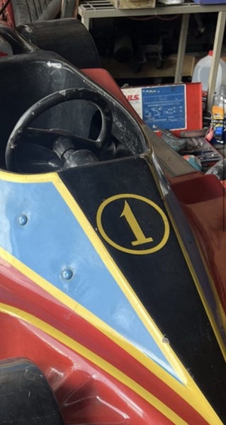 Wow super cool 1970s Junkstyle coin operated kids ride on F1 car Must See Carousel 11