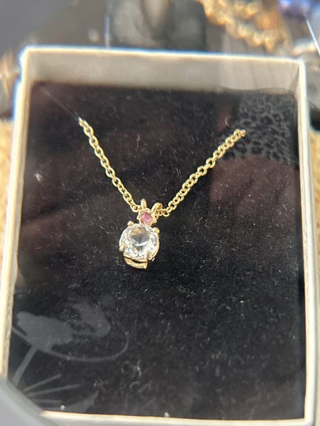 Beautiful cubic zirconia with ruby accent necklace Carousel 1