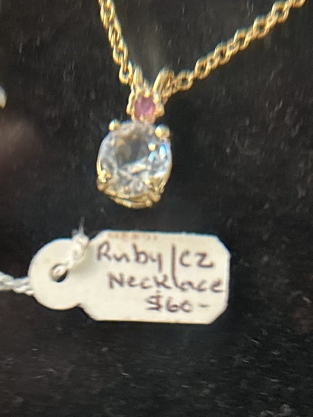 Beautiful cubic zirconia with ruby accent necklace Carousel 3