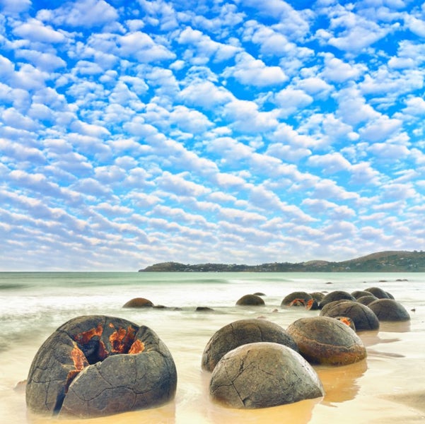 Framed $1 RESERVE 1 Panel Canvas Art Print - Moeraki Boulders Carousel 1