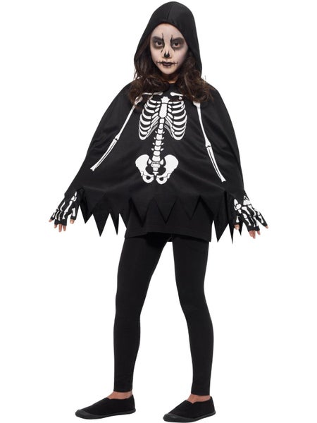 Skeleton Poncho, Black & White, with Gloves. Carousel 1