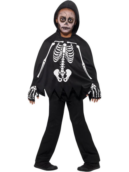Skeleton Poncho, Black & White, with Gloves. Carousel 2