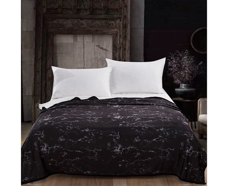 Modern Soft Polyester Black Marbling Printing Blanket Throw Bedding Quilt (15 Carousel 2