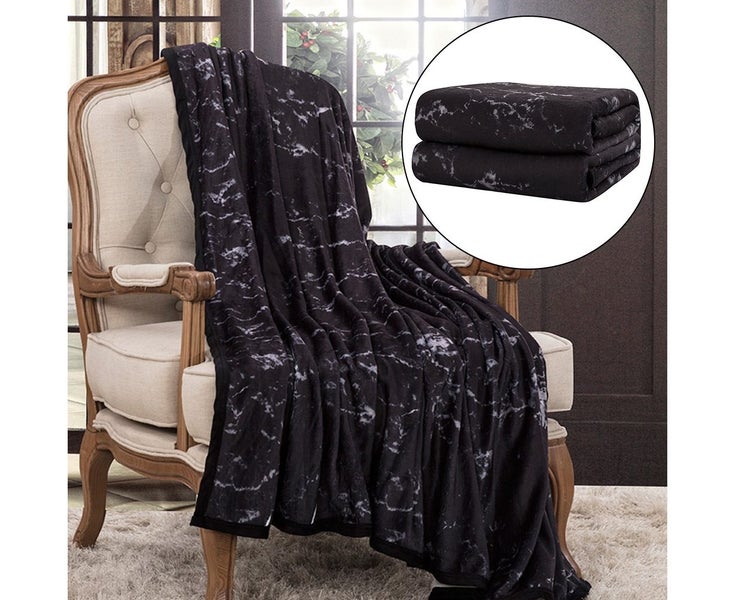 Modern Soft Polyester Black Marbling Printing Blanket Throw Bedding Quilt (15 Carousel 5