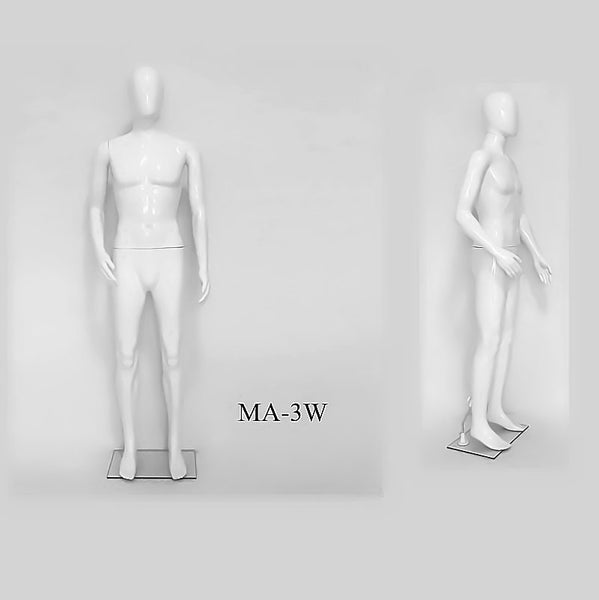 Mannequin - Male Full Body with Head 185cm GLOSSY WHITE METAL BASE Carousel 1