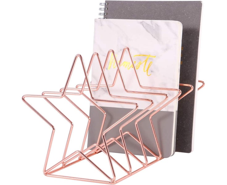 Magazine Holder File Sorter, Metal 5 Slot Desk Organizer Rack for Document, F Carousel 1