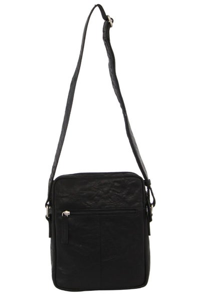 Pierre Cardin Zion Rustic Leather iPad Crossbody Bag Black Carousel 2