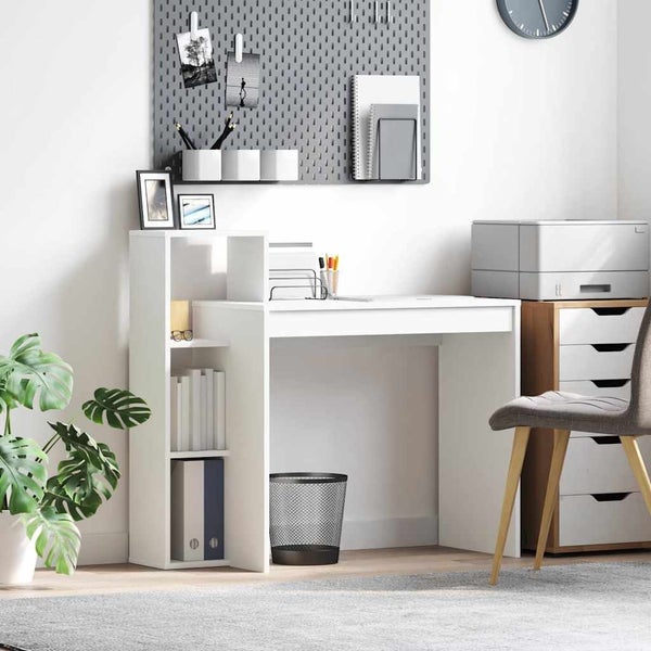 Desk With Shelf White 100 X 40 X 90 Cm Engineered Wood Nlktoa Carousel 1