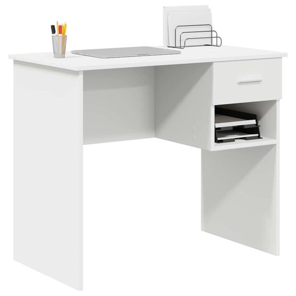 Desk With Drawer White 90 X 49.5 X 75 Cm Engineered Wood Nlkxll Carousel 2