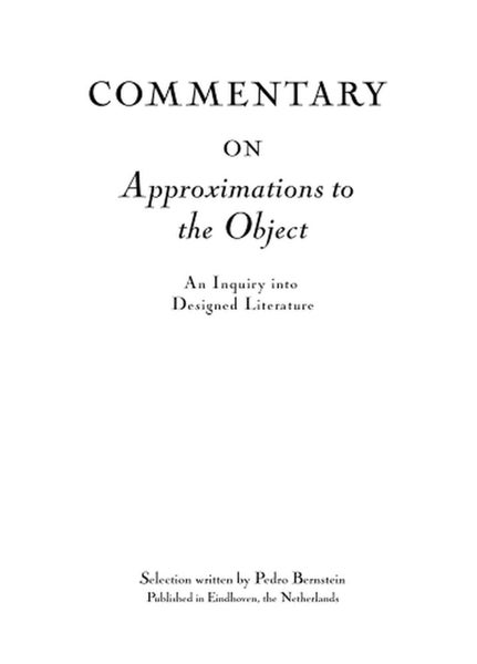 Commentary on Approximations to the Object by Pedro Bernstein - Hardcover Carousel 1