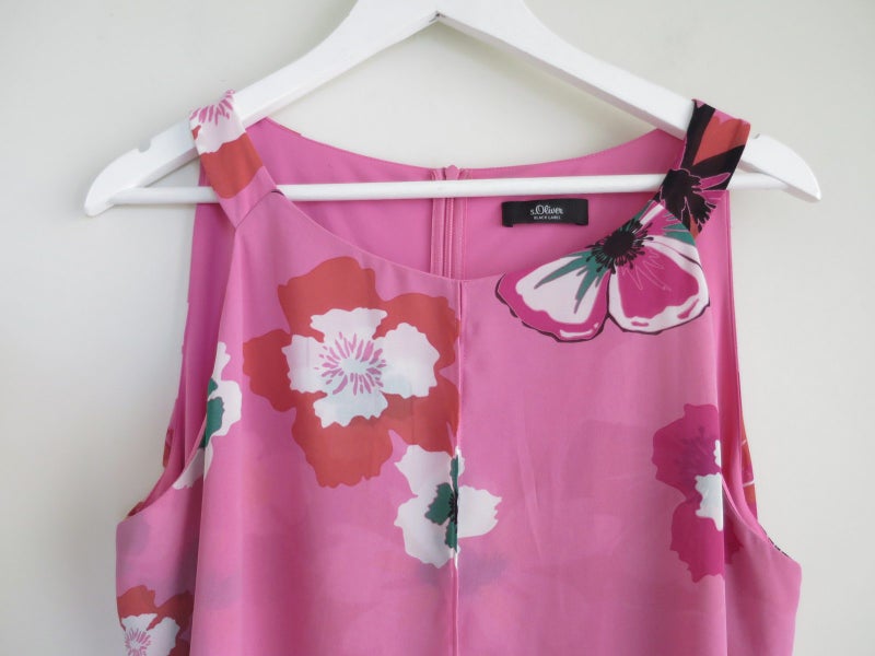 S.OLIVER *Gorgeous Cerise Pink Florals Chiffon Layered Dress* 14/16 Carousel 2