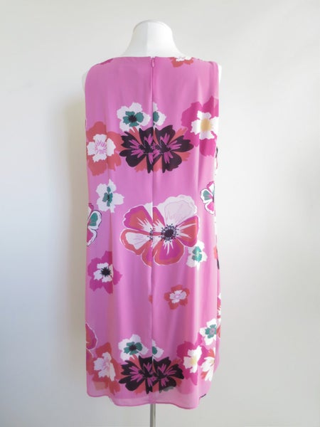 S.OLIVER *Gorgeous Cerise Pink Florals Chiffon Layered Dress* 14/16 Carousel 3