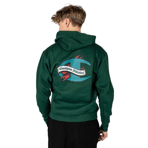 Mens Champion Powerblend Forest Peak Green Graphic Hoodie Carousel 2