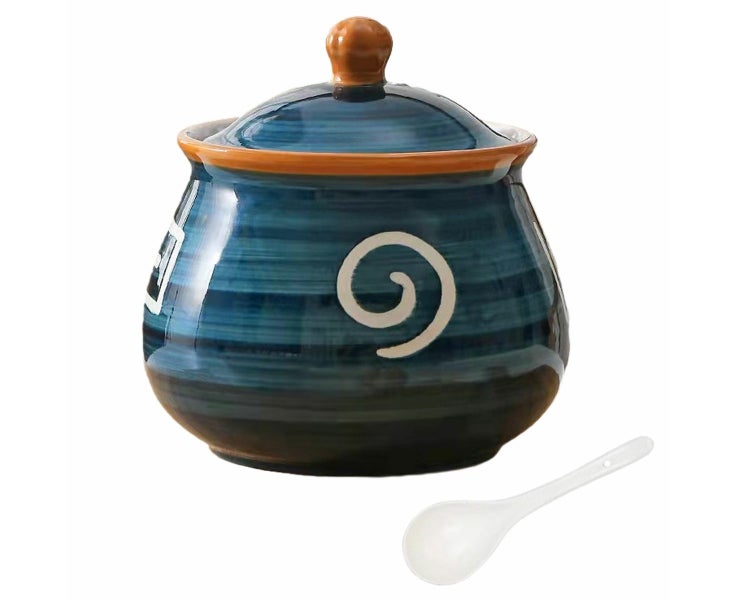 Ceramic bacon grease container with strainer suitable for storing frying oil Carousel 1