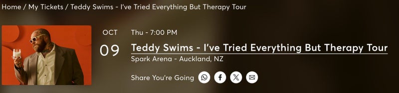 Teddy Swims Auckland Tickets x 3 Carousel 1