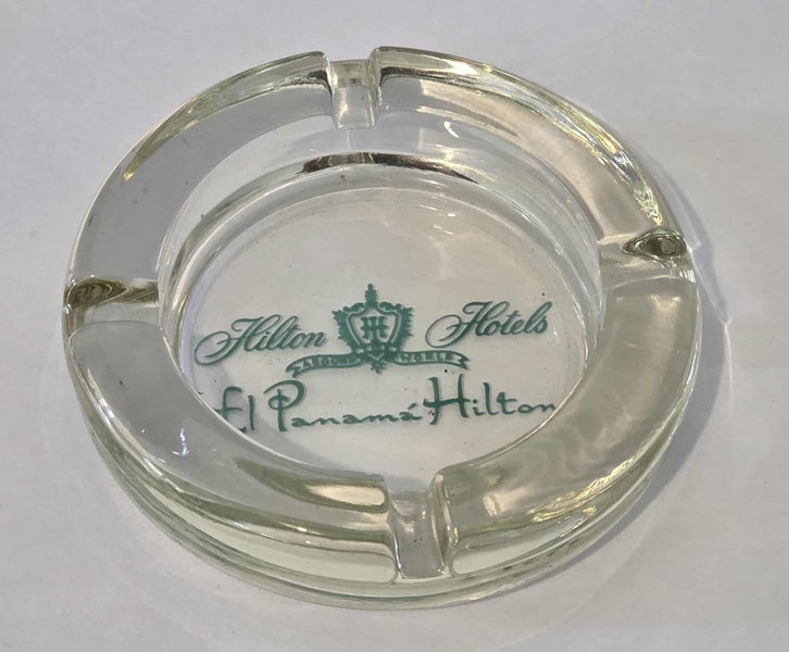 Vintage Hilton Hotels - El Panama Hilton Clear Gass Ashtray Carousel 1