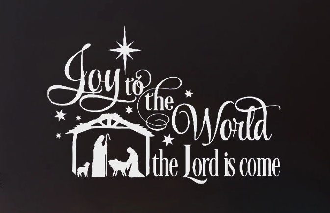 Joy to the World, Small White Decal Window Art Carousel 1