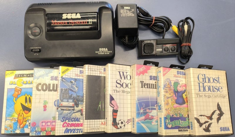 Sega Master System Console Modified with cords & Controller 9x games Carousel 1
